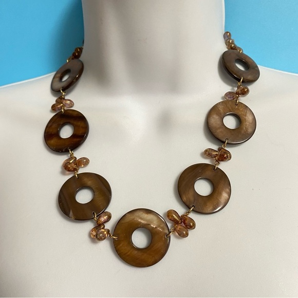 Brown Natural Shell & Glass Beads Necklace - Picture 1 of 9